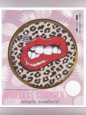 Simply Southern Red Lips Leopard Wireless Charger